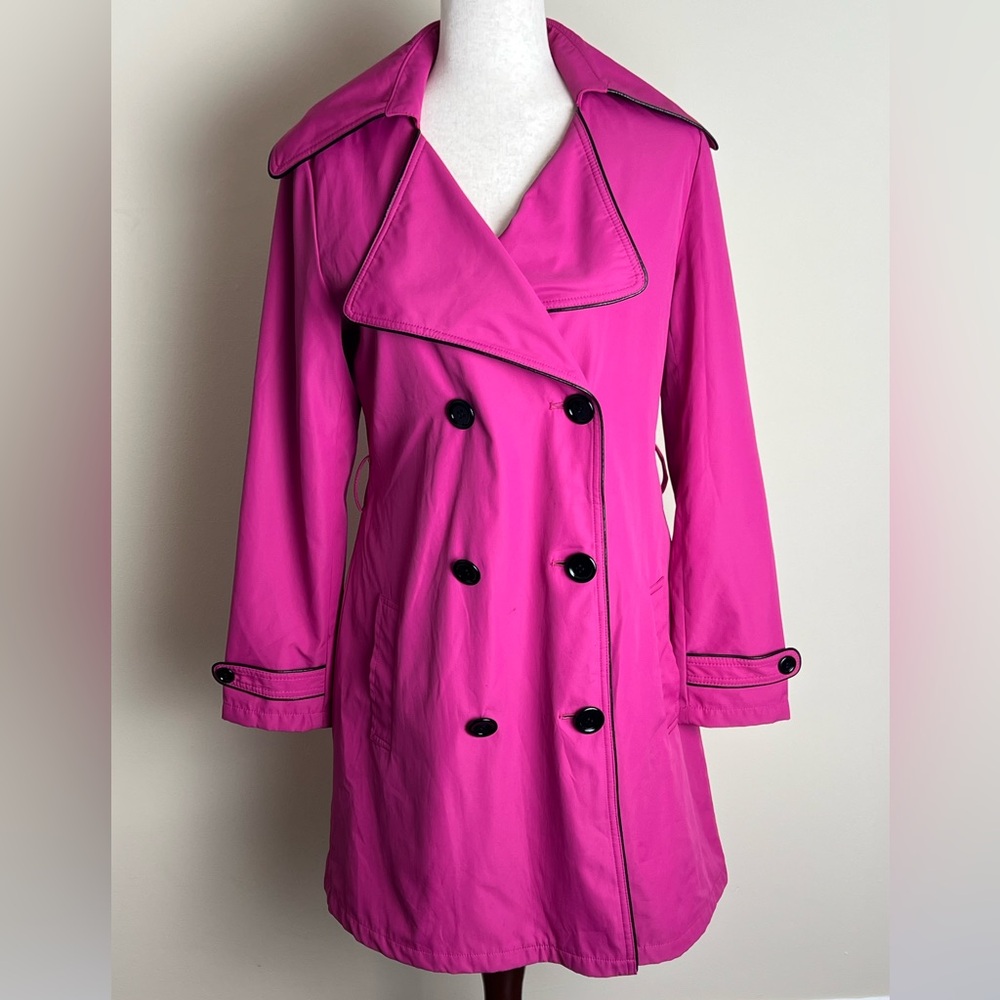 Vertigo Paris Magenta Trench Coat Double Breasted Size M